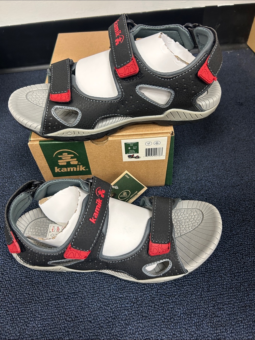 Kamik Kids Black and Red Sandal new size 6